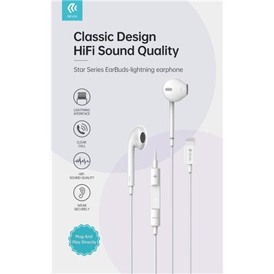 Auricolari&Microfoni Auricolari compatibili Apple Lightning con controlli e microfono