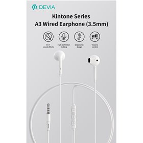 Auricolari&Microfoni Auricolari Devia Smart A3 con Mic e Controllo 1.2 mt Bianco