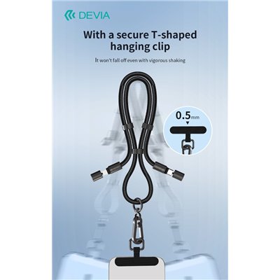 Supporti e Accessori Cordino cavo Lightning PD 27W tracolla porta telefono Nero 1,6 mt