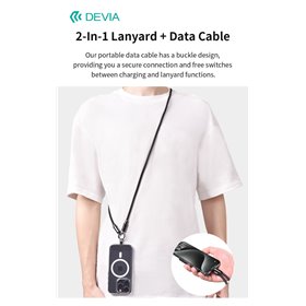 Supporti e Accessori Cordino con Cavo Carica Tipo-C tracolla 1.2mt porta telefono Nero