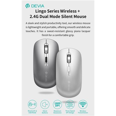 Adattatori & Varie Mouse wireless con DPI regolabile 2.4G + Bluetooth Dual mode Silver