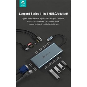 Adattatori & Varie Leopard 11 In 1 HUB USB-C 3.1 to PD+USB-C+USB3.0*3+HDMI+VGA+RJ45+SD/TF+Audio3.5