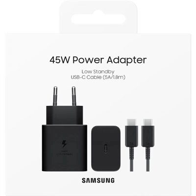 Carica Batterie Samsung Caricatore 45W Super Fast con Cavo USB-C EP-T4511XBEGEU