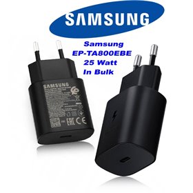 Carica Batterie Caricatore EP-TA800EBE Samsung USB-C 25 Watt Nero in Bulk