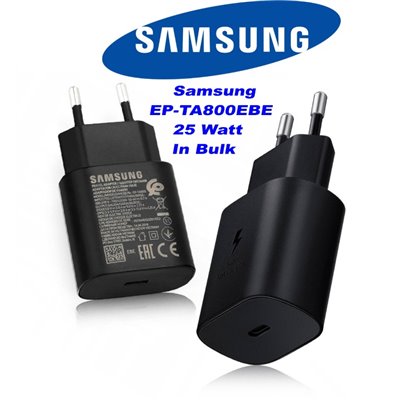 Carica Batterie Caricatore EP-TA800EBE Samsung USB-C 25 Watt Nero in Bulk