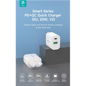 Carica Batterie Carica batteria 2 uscite rapido PD+QC Usb-C + Usb-A 20 Watt