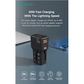 Carica Batterie Caricatore 20W PD+QC MINI da Viaggio con Spine Universali