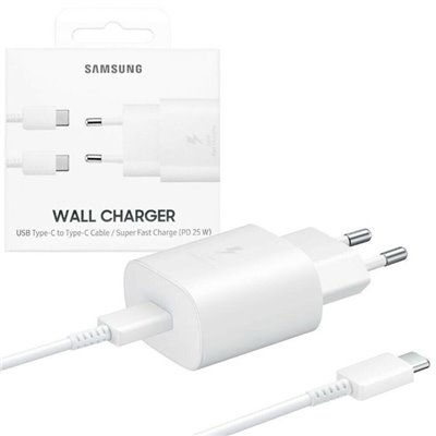 Carica Batterie Caricabatteria Originale Samsung EP-TA800XWE 25W con Cavo