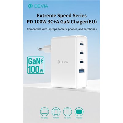Carica Batterie Carica batterie PD da 100 Watt GaN 3 uscite Tipo-C e una Usb A