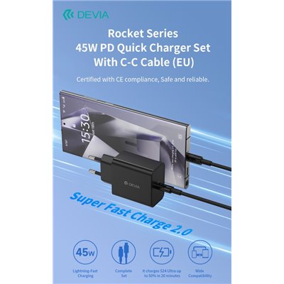 Carica Batterie Carica Batterie PD 45 Watt con cavo da C a C per carica rapida nero