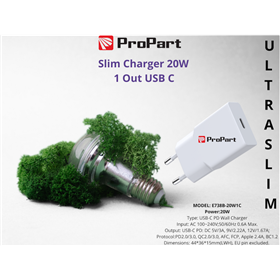 Carica Batterie Slim Carica Batterie 20W 1 Out USB-C