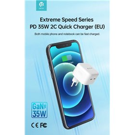 Carica Batterie Alimentatore carica rapida doppia uscita Tipo-C x2 35W Bianc
