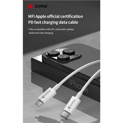 Cavi ConnettivitÃ  Cavo carica e dati 1,5m 3A Certific. MFI Tipo-C a Lightning