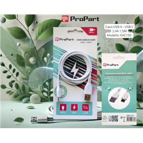 Cavi ConnettivitÃ  Cavo Carica e Dati Tipo-C 2.4 A. Lunghezza 1.5 metri Bianco