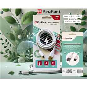 Cavi ConnettivitÃ  Cavo Carica e Dati Tipo-C 2.4 A. Lunghezza 2 metri Bianco