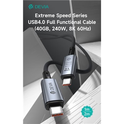 Cavi ConnettivitÃ  Cavo tipo-C USB 4 40GB 240W 8K 60HZ Nero 1M