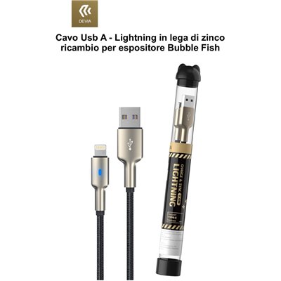 Cavi ConnettivitÃ  Cavo Bubble Usb A - Lightning lega zinco ricambio Espositore