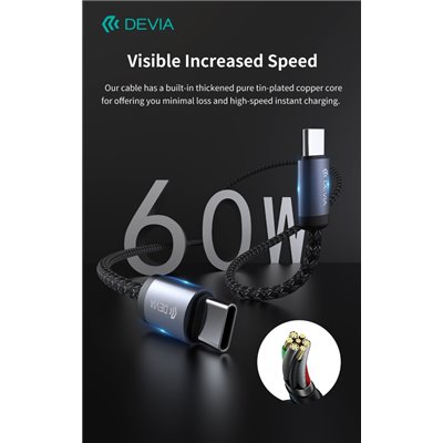 Cavi ConnettivitÃ  Cavo carica rapida da C a C PD 60W 3A, 3 Metri Nero