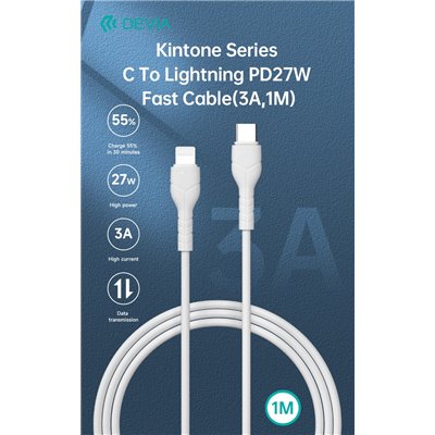 Cavi ConnettivitÃ  Kintone Cavo da Tipo-C a Lightning 5V 27W 1Mt Carica e Dati
