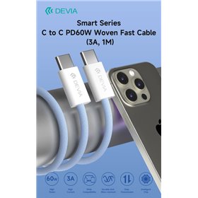 Cavi ConnettivitÃ  Cavo intrecciato Fast serie Smart da C a C PD 60 W 1mt Rosa