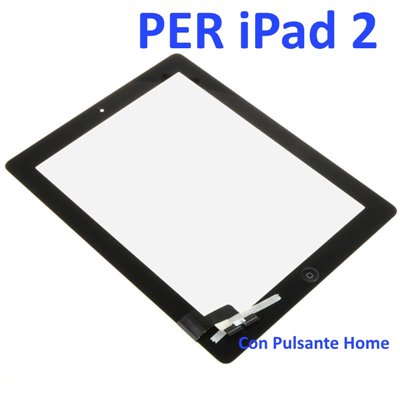 Apple iPad Touch Screen con Pulsante Home e Adesivo per iPad 2 Nero