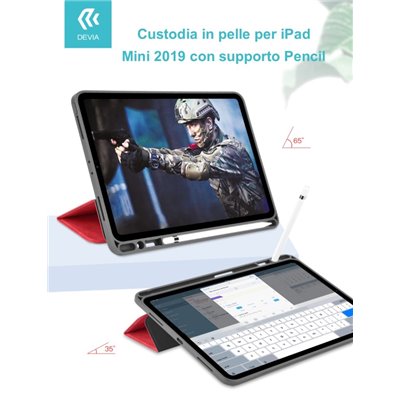 Cover Apple iPad Custodia pelle per iPad Mini 2019 con supporto Pencil Nera