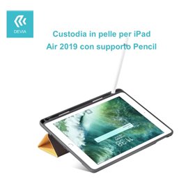 Cover Apple iPad Custodia in pelle per iPad Air 2019 con supporto Pencil Blu