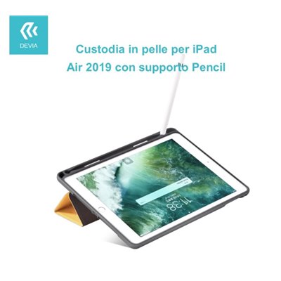 Cover Apple iPad Custodia in pelle per iPad Air 2019 con supporto Pencil Blu