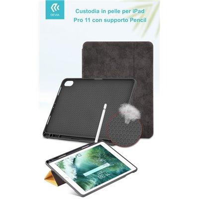 Cover Apple iPad Cover in Pelle con Supporto Pencil per iPad Pro 11 Nera