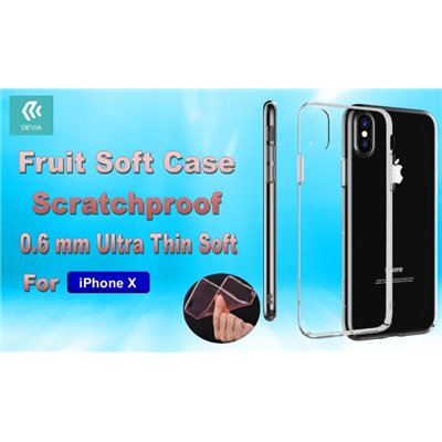 Cover Apple iPhone Cover Fruit Soft 0,6mm Anti Graffio 4H iPhone X Trasparente