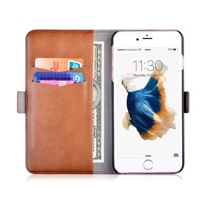 Cover Apple iPhone Custodia in Pelle con Portadocumenti per iPhone 6S/6 Marrone