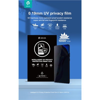 Pellicole Anteriori Pellicole Privacy 019mm UV Durezza 6H Ideale schermi Curvi