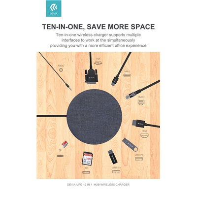 Fine Stock Hub da Tipo-C + Carica Wireless Ufo 10 in 1