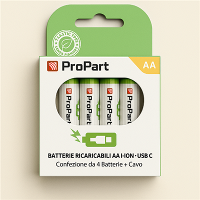 Batterie Ricaricabili USB‑C Batterie AA Ricaricabili USB‑C 1.5V 1250mAh - Confezione da 4