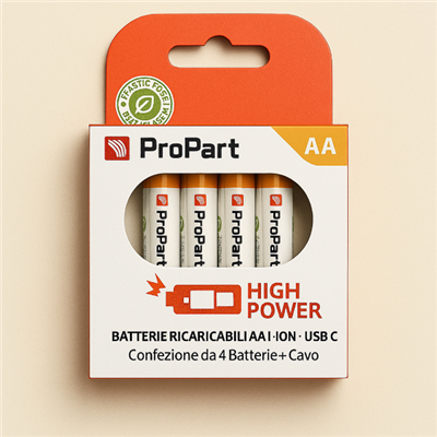 Batterie Ricaricabili USB‑C Batterie AA Ricaricabili USB‑C 1.5V 1750mAh – Confezione da 4