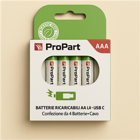 Batterie Ricaricabili USB‑C Batterie AAA Ricaricabili USB‑C 1.5V 356mAh – Confezione da 4