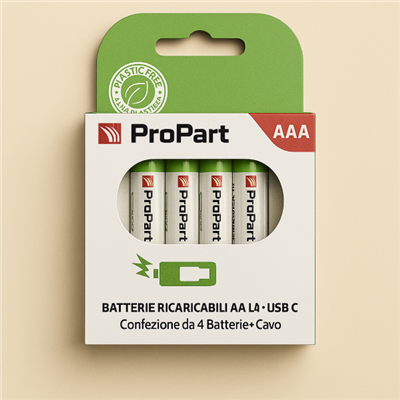 Batterie Ricaricabili USB‑C Batterie AAA Ricaricabili USB‑C 1.5V 356mAh – Confezione da 4
