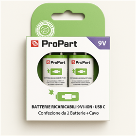 Batterie Ricaricabili USB‑C Batterie 9V Ricaricabili USB‑C 3700mWh – Confezione da 2