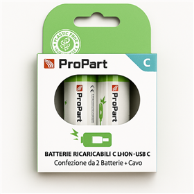 Batterie Ricaricabili USB‑C Batterie C Ricaricabili USB‑C 1.5V 4200mAh – Confezione da 2
