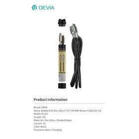 Cavi Connettività Cavo Bubble Fish Tipo-C - Tipo-C 60W PD in lega di zinco