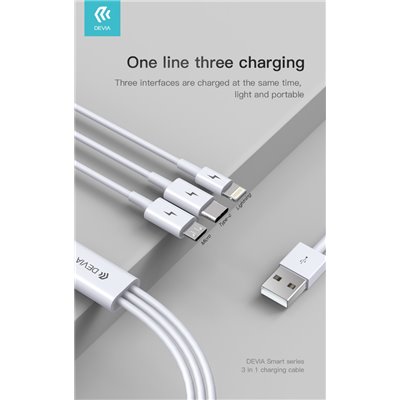 Cavi Connettività Cavo ricarica 3in1 da USB a Micro - Tipo-C - Lightning 1,2m 