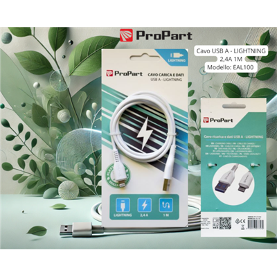 Cavi Connettività Cavo Lightning Apple 5V 2.4A 1mt Carica e dati Bianco