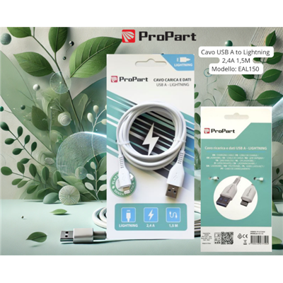 Cavi Connettività Cavo Lightning Apple 5V 2.4A 1.5mt Carica e dati Bianco