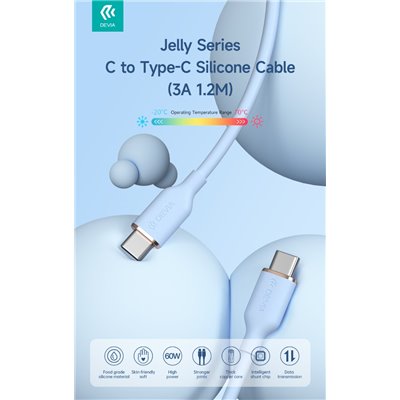 Cavi Connettività Cavo silicone Jelly da Tipo-C a Tipo-C 3A 60W 1.2M Blu