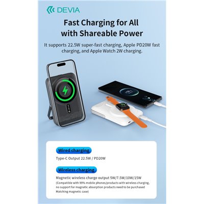 Power Bank Power bank Magnetico con supporto anche per Apple Watch 22,5W 10.000 mAh Nero