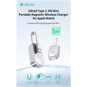 Carica Batterie Ultra8 Caricatore Wireless Magnetico Portatile Type-C da 5W per Apple Watch