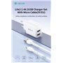 Carica Batterie Caricabatterie 2.4A 2 USB-A 5V 12 Watt Con Cavo M-Usb Bianco