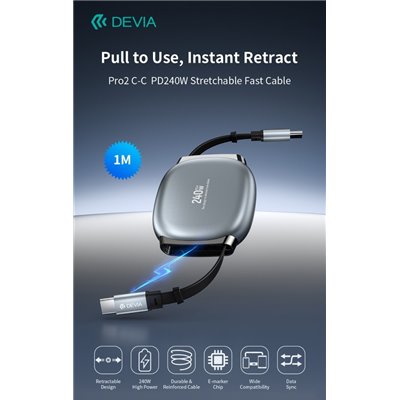 Cavi Connettività Cavo USB-C a USB-C Pro2 PD 240W Estensibile Fast Charge (1 mt)