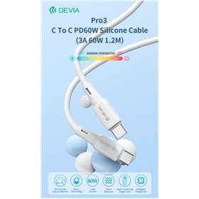 Cavi ConnettivitÃ  Cavo in silicone Pro3 da Tipo C a C PD60W 3A 60W 1,2M Bianco