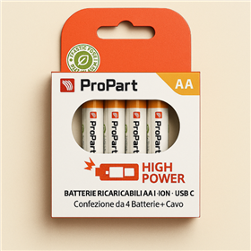 Batterie Ricaricabili USBâ€‘C Batterie AA Ricaricabili USBâ€‘C 1.5V 1750mAh â€“ Confezione da 4